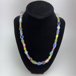 Artisan Furnace Art Glass and Crystal Necklace